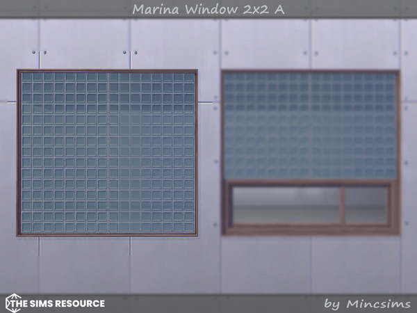 Sims 4 — Marina Window 2x2 A by Mincsims — Basegame Compatible. 8 swatches. for short wall.