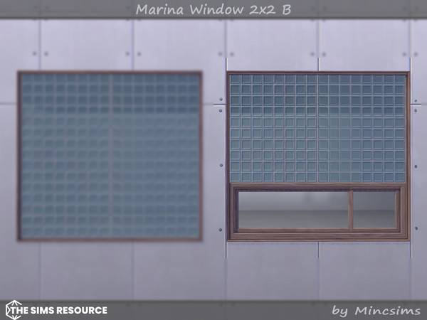 Sims 4 — Marina Window 2x2 B by Mincsims — Basegame Compatible. 8 swatches. for short wall.