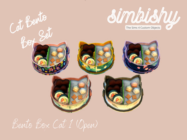 Sims 4 — Bento Box Cat 1 (Open) by simbishy — For cute lunchtimes! A little cat-shaped bento box you couldn't resist