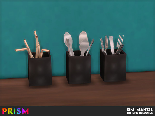 Sims 4 — Utensil Containers by sim_man123 — A decorative trio of straws, spoons, and forks.
