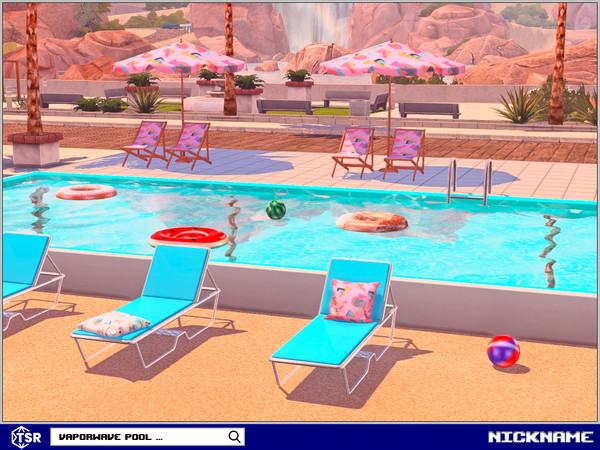 Sims 4 — vaporwave pool set by NICKNAME_sims4 — vaporwave pool set 9 package files. -vaporwave pool_lounge chair