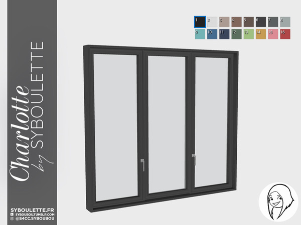 Sims 4 — Charlotte - Modern Triple window Closed by Syboubou — This is a modern closed triple window.