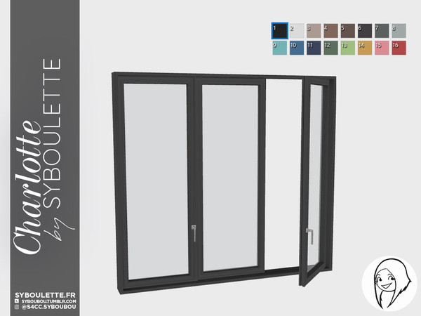Sims 4 — Charlotte - Modern Triple window Half by Syboubou — This is a modern half opened triple window.