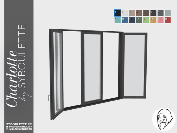 Sims 4 — Charlotte - Modern Triple window Open by Syboubou — This is a modern wide opened triple window.