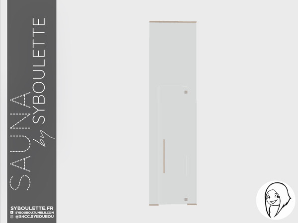 Sims 4 — Sauna - Medium door by Syboubou — This a seamless glass door to create an unlimited sauna window. Note that