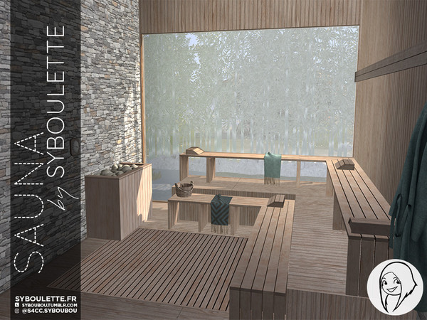 Sims 4 — Patreon Early Release - Sauna part 2: Windows & doors by Syboubou — This is a relaxing set to create a