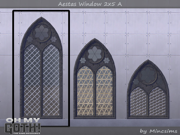 Sims 4 — Aestas Window 2x5 A by Mincsims — A part of Oh My Goth Collab. Basegame Compatible. 9 swatches.
