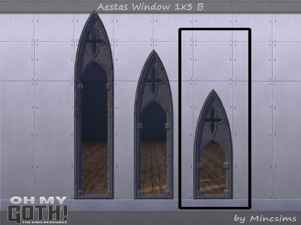 Sims 4 — Aestas Window 1x3 B by Mincsims — A part of Oh My Goth Collab. Basegame Compatible. 3 swatches.