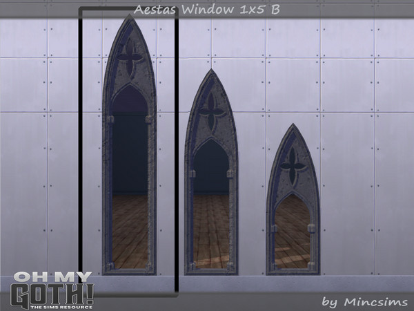 Sims 4 — Aestas Window 1x5 B by Mincsims — A part of Oh My Goth Collab. Basegame Compatible. 3 swatches.