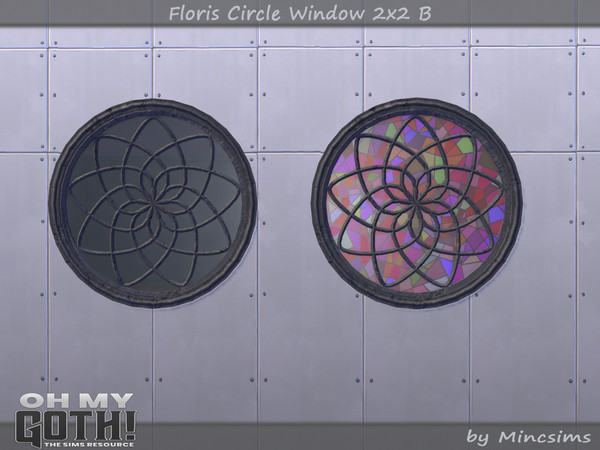 Sims 4 — Floris Circle Window 2x2 B by Mincsims — A part of Oh My Goth Collab. Basegame Compatible. 6 swatches.