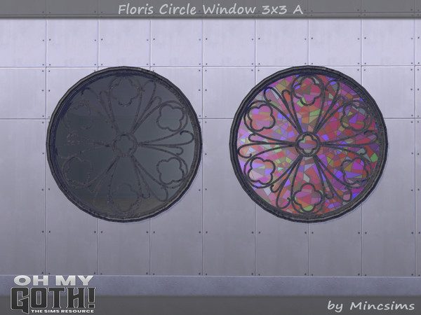 Sims 4 — Floris Circle Window 3x3 A by Mincsims — A part of Oh My Goth Collab. Basegame Compatible. 6 swatches.