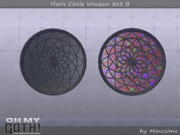 Sims 4 — Floris Circle Window 3x3 B by Mincsims — A part of Oh My Goth Collab. Basegame Compatible. 6 swatches.