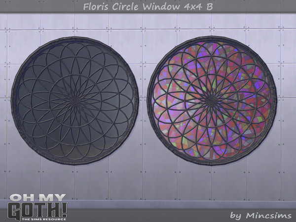 Sims 4 — Floris Circle Window 4x4 B by Mincsims — A part of Oh My Goth Collab. Basegame Compatible. 6 swatches.