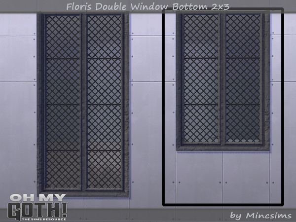 Sims 4 — Floris Double Window Bottom 2x3 by Mincsims — A part of Oh My Goth Collab. Basegame Compatible. 3 swatches.