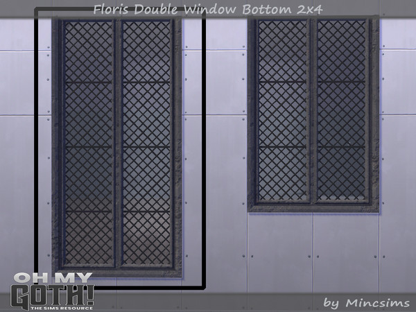 Sims 4 — Floris Double Window Bottom 2x4 by Mincsims — A part of Oh My Goth Collab. Basegame Compatible. 3 swatches.
