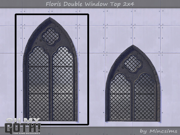 Sims 4 — Floris Double Window Top 2x4 by Mincsims — A part of Oh My Goth Collab. Basegame Compatible. 3 swatches.