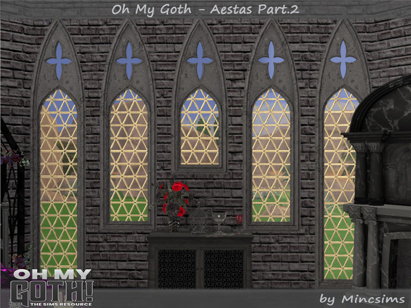 Sims 4 — Oh My Goth - Aestas Windows Part.2 by Mincsims — This set is part of Oh My Goth Collaboration. -1x5 for Tall