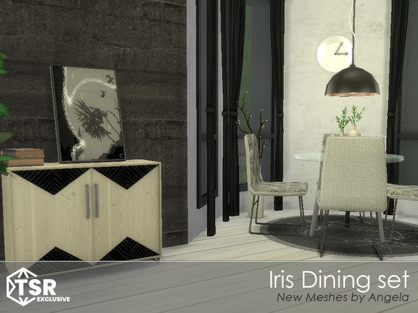 Sims 4 — Iris Dining by Angela — The Iris Dining set, a new meshset for your diningroom. The set contains a round