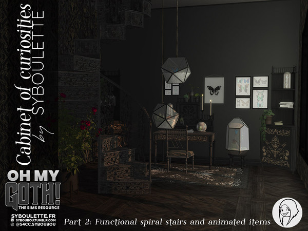 Sims 4 — Scripted Oh My Goth Collab - Curiosities cabinet set -Part 2 by Syboubou — This set was design for the TSR