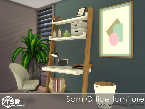 Sims 4 — Sam Office by Angela — Sam Office, a new meshset for your home office space. This set contains a desk,