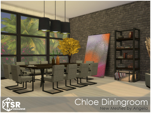 Sims 4 — Chloe Dining by Angela — Chloe Diningroom to match the Livingroom, in a more rustic style. This set contains an