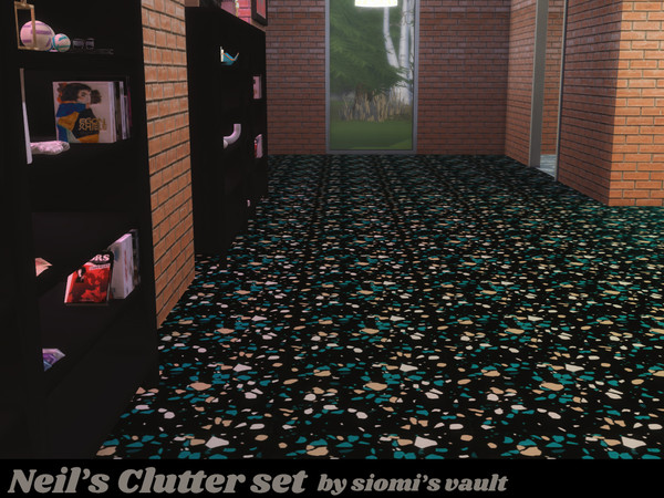 Sims 4 — Neil's Clutter Floor by Siomi's Vault by siomisvault — What can I say? I needed a new floor for his room. Hope
