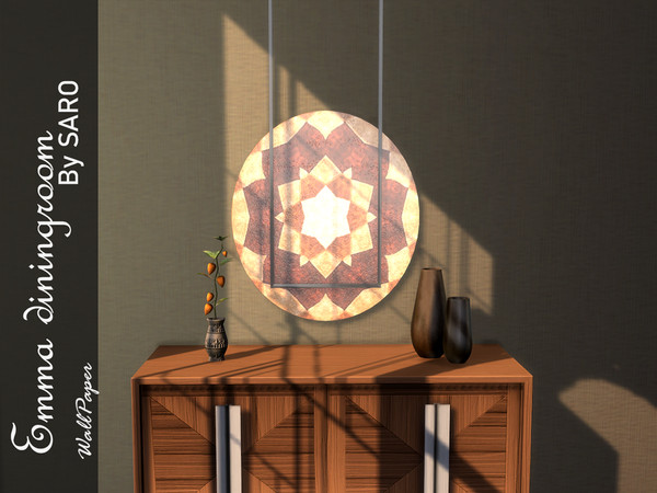 Sims 4 — Emma wallpaper by SSR99 — A wallpaper with beutiful neutral colors (brown, blue, green and red tones) and a