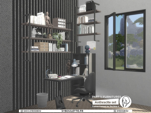 Sims 4 — Anthracite set part 1: Furnitures by Syboubou — Before attacking new items for the High school DLC I needed to