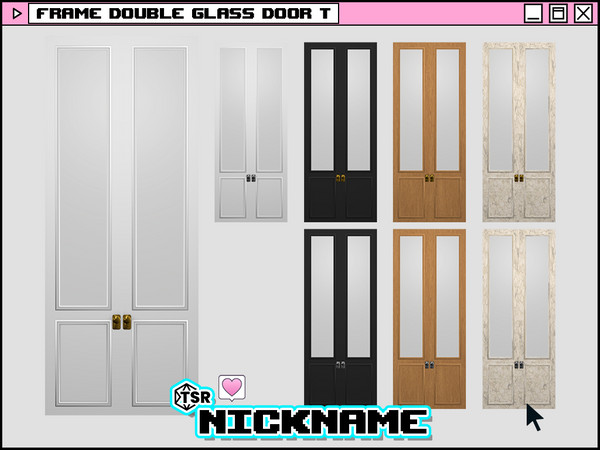 Sims 4 — frame double glass door T by NICKNAME_sims4 — frame door set 12 package files. -frame single door S -frame