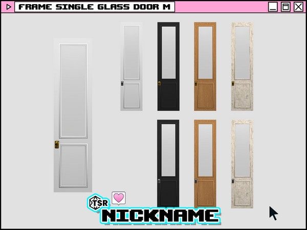 Sims 4 — frame single glass door M by NICKNAME_sims4 — frame door set 12 package files. -frame single door S -frame