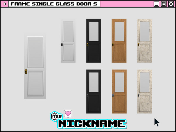 Sims 4 — frame single glass door S by NICKNAME_sims4 — frame door set 12 package files. -frame single door S -frame