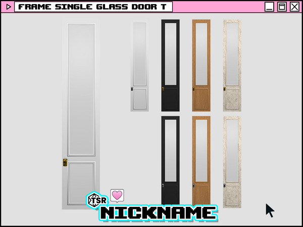 Sims 4 — frame single glass door T by NICKNAME_sims4 — frame door set 12 package files. -frame single door S -frame