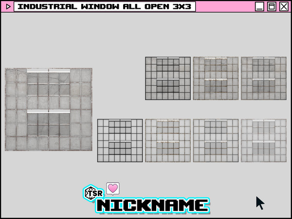 Sims 4 — industrial window all open 3x3 by NICKNAME_sims4 — industrial window 3 tile 16 package files. industrial window