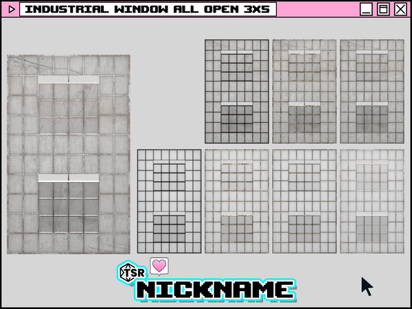 Sims 4 — industrial window all open 3x5 by NICKNAME_sims4 — industrial window 3 tile 16 package files. industrial window
