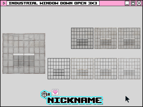 Sims 4 — industrial window down open 3x3 by NICKNAME_sims4 — industrial window 3 tile 16 package files. industrial window