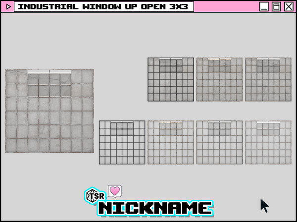 Sims 4 — industrial window up open 3x3 by NICKNAME_sims4 — industrial window 3 tile 16 package files. industrial window