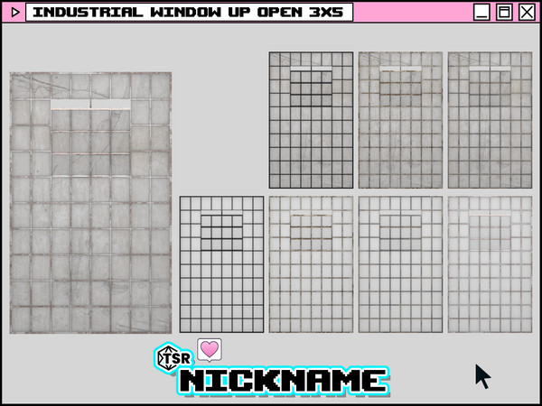 Sims 4 — industrial window up open 3x5 by NICKNAME_sims4 — industrial window 3 tile 16 package files. industrial window