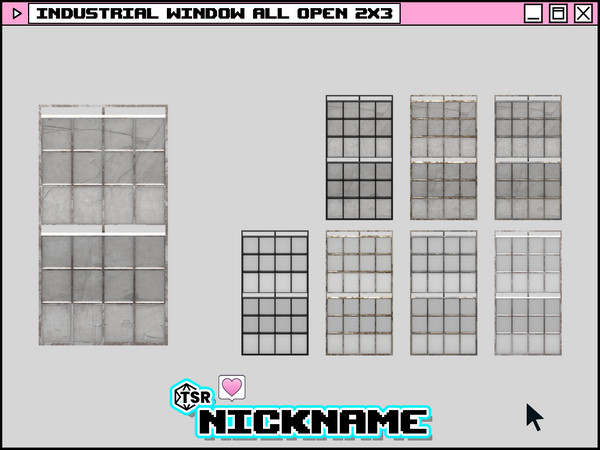 Sims 4 — industrial window all open 2x3 by NICKNAME_sims4 — industrial window 2 tile 12 package files. industrial window