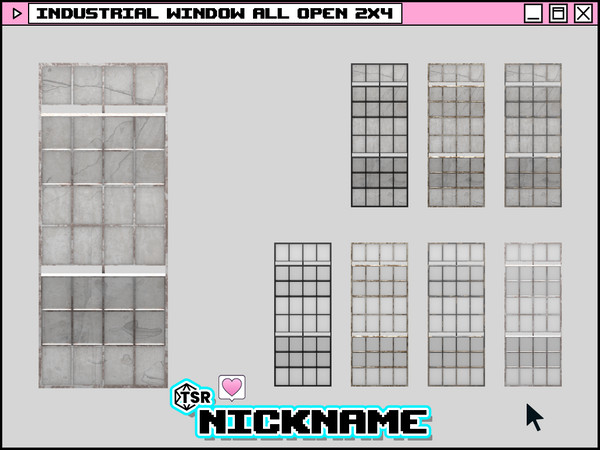 Sims 4 — industrial window all open 2x4 by NICKNAME_sims4 — industrial window 2 tile 12 package files. industrial window