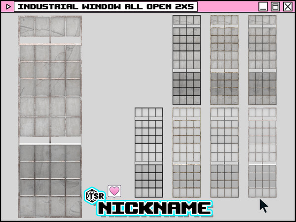 Sims 4 — industrial window all open 2x5 by NICKNAME_sims4 — industrial window 2 tile 12 package files. industrial window