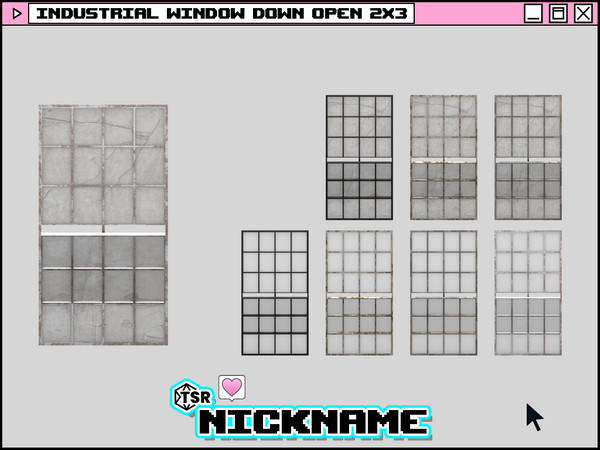 Sims 4 — industrial window down open 2x3 by NICKNAME_sims4 — industrial window 2 tile 12 package files. industrial window