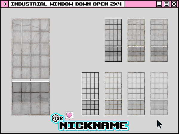 Sims 4 — industrial window down open 2x4 by NICKNAME_sims4 — industrial window 2 tile 12 package files. industrial window