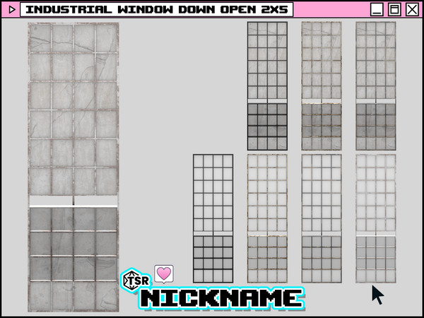 Sims 4 — industrial window down open 2x5 by NICKNAME_sims4 — industrial window 2 tile 12 package files. industrial window