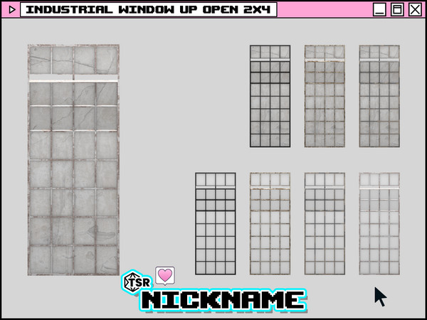 Sims 4 — industrial window up open 2x4 by NICKNAME_sims4 — industrial window 2 tile 12 package files. industrial window
