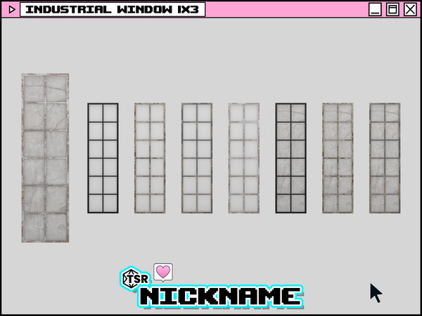 Sims 4 — industrial window 1x3 by NICKNAME_sims4 — industrial window 1 tile 12 package files. industrial window 1x3