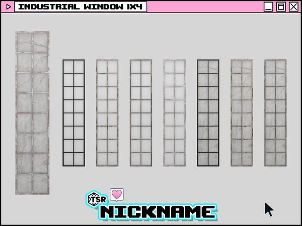 Sims 4 — industrial window 1x4 by NICKNAME_sims4 — industrial window 1 tile 12 package files. industrial window 1x3