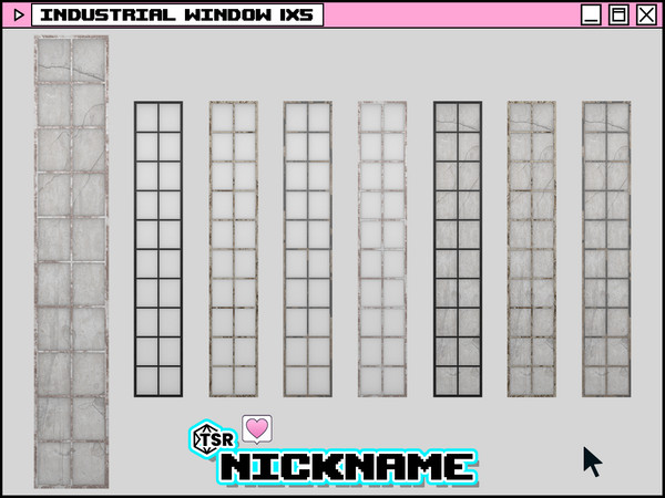 Sims 4 — industrial window 1x5 by NICKNAME_sims4 — industrial window 1 tile 12 package files. industrial window 1x3