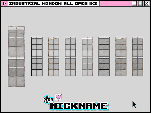 Sims 4 — industrial window all open 1x3 by NICKNAME_sims4 — industrial window 1 tile 12 package files. industrial window