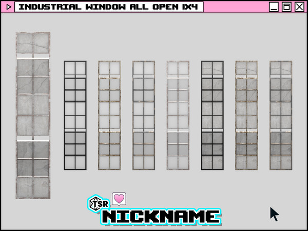 Sims 4 — industrial window all open 1x4 by NICKNAME_sims4 — industrial window 1 tile 12 package files. industrial window