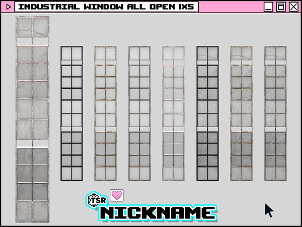 Sims 4 — industrial window all open 1x5 by NICKNAME_sims4 — industrial window 1 tile 12 package files. industrial window
